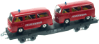 Merkur Spur0 Flachwagen mit VW-Bus T2 Feuerwehr